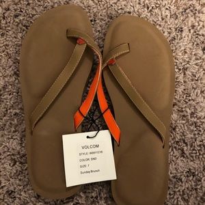 Tan and Orange Women’s Volcom Sandals